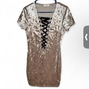 Love J Crushed Velvet Backless Dress in Silver